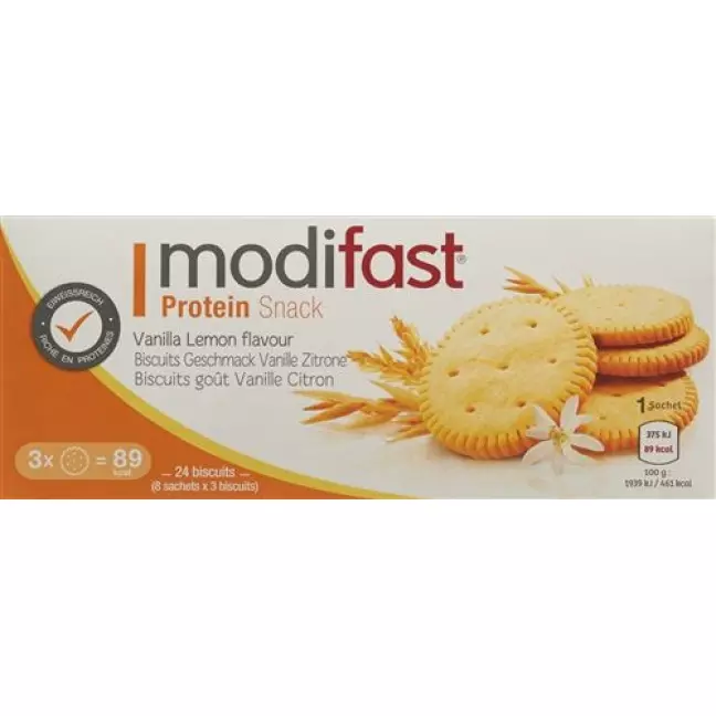 Протеїновий снек Modifast Бісквіт ванільний Цитрон 8 х 19,5 г Протеїновий снек Modifast Бісквіт ванільний Цитрон 8 х 19,5 г
