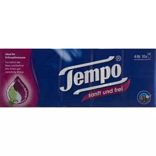 Носові хустинки Tempo Gentle &amp; Free 10 x 9 шт