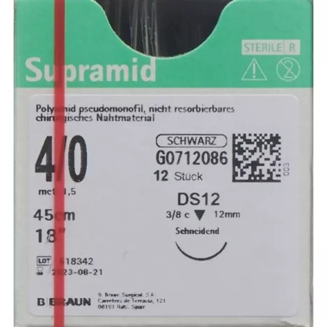 Supramid 45см Dose 12 4-0 Schwarz 12 штук Supramid 45см Dose 12 4-0 Schwarz 12 штук