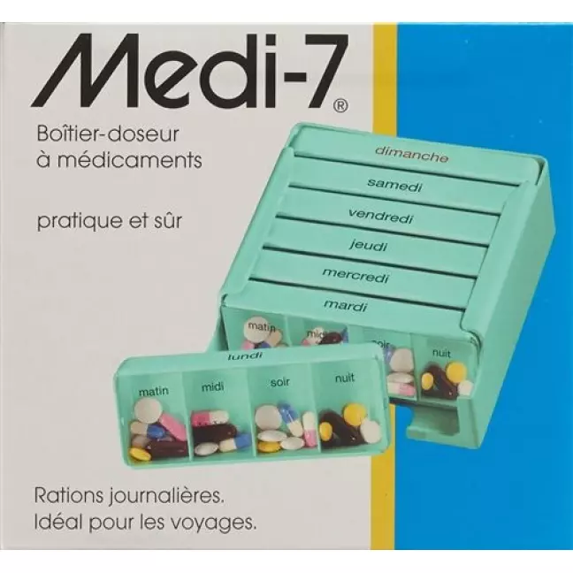 SAHAG Medi-7 Medidosierer 7 днів 4 відділення бірюзовий F