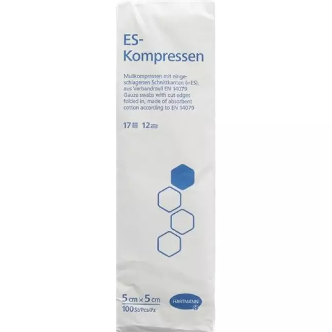 Hartmann Es Kompressen 12-fach 5x5см в пакетиках 100 штук Hartmann Es Kompressen 12-fach 5x5см в пакетиках 100 штук