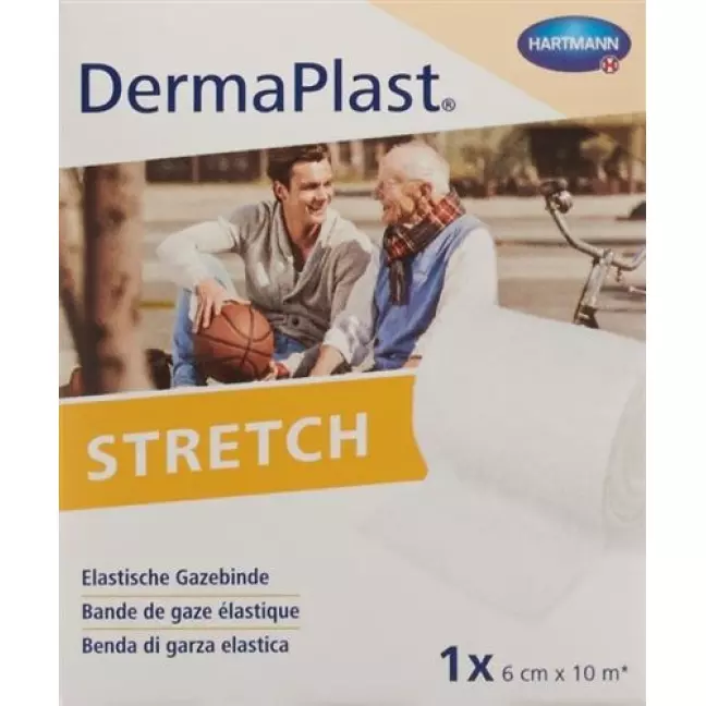 Бинт марлевий еластичний DermaPlast STRETCH 6смх10м білий Бинт марлевий еластичний DermaPlast STRETCH 6смх10м білий