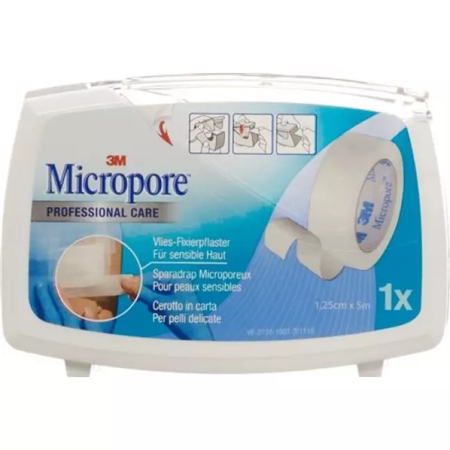 Лейкопластир 3M Micropore фліс з дозатором 12,5ммx5м білий Лейкопластир 3M Micropore фліс з дозатором 12,5ммx5м білий