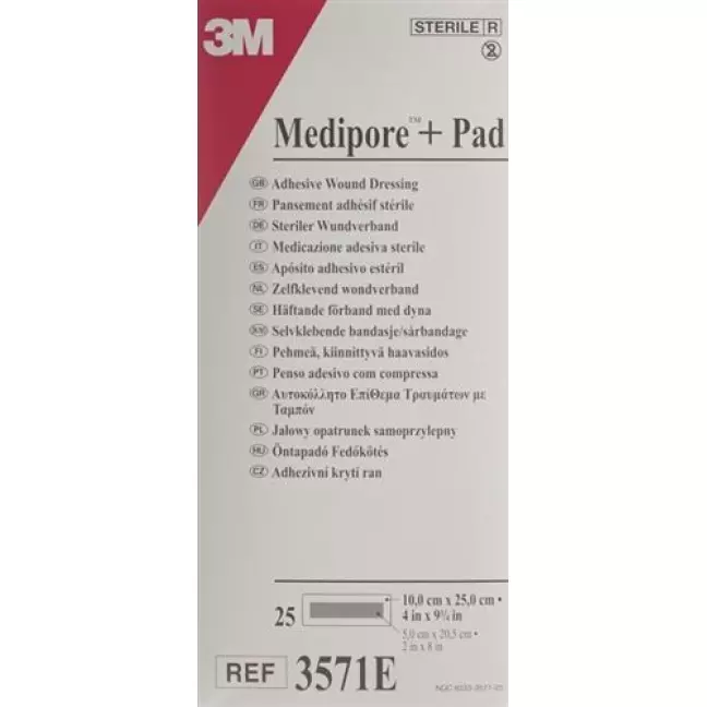 3M Medipore + Pad 10x25см / Wundkissen 5x20.5см 25 штук 3M Medipore + Pad 10x25см / Wundkissen 5x20.5см 25 штук
