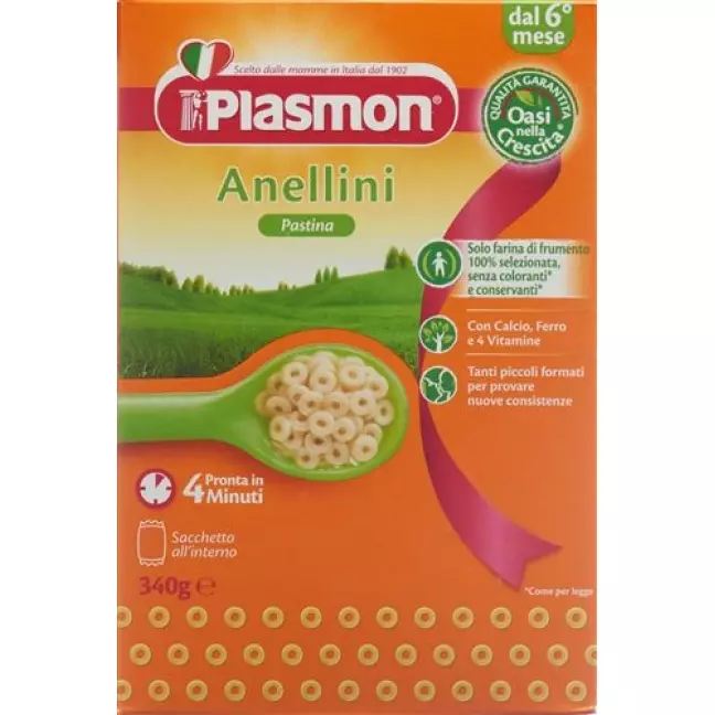PLASMON пастина анелліні 340 г PLASMON пастина анелліні 340 г