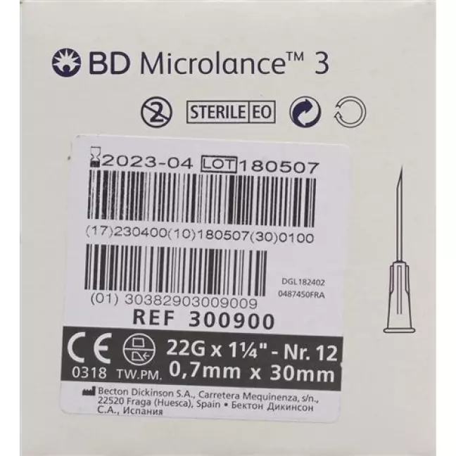 Канюля ін'єкційна BD Microlance 3 0,70х30 мм чорна 100 шт Канюля ін'єкційна BD Microlance 3 0,70х30 мм чорна 100 шт