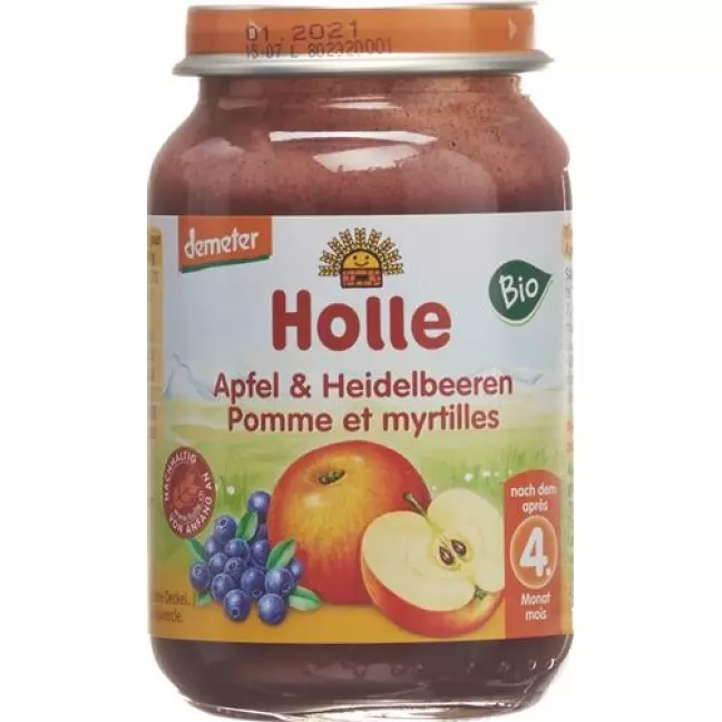 Holle Apfel Heidelbeeren nach 4 Monaten Bio 190 g Holle Apfel Heidelbeeren nach 4 Monaten Bio 190 g