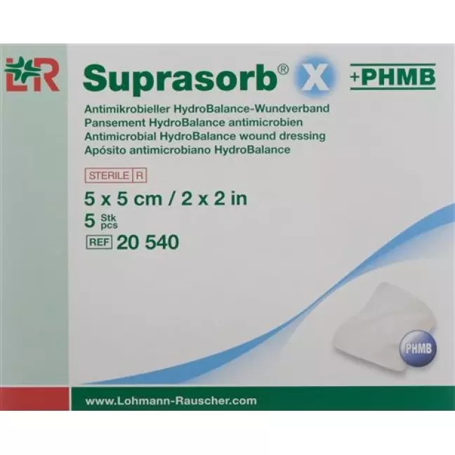 Suprasorb X + PHMB HydroBalance ранова пов'язка 5х5см антимікробна Suprasorb X + PHMB HydroBalance ранова пов'язка 5х5см антимікробна