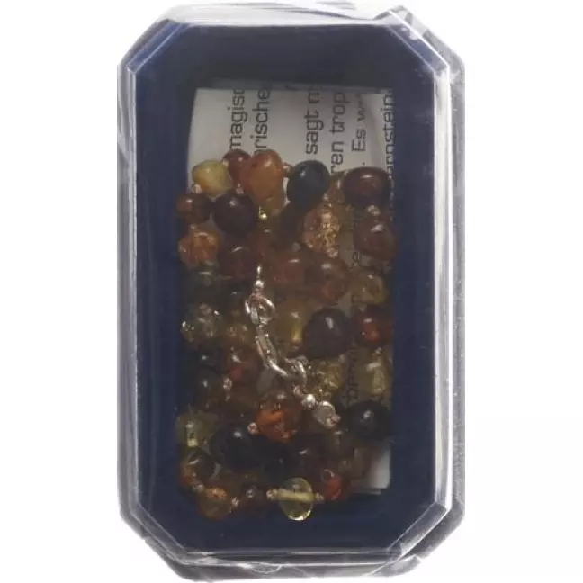 Бурштинове намисто Amberstyle різнокольорове блискуче 32 см із застібкою лобстер