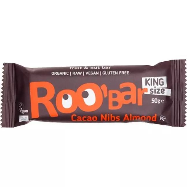 Батончики Roobar сирі какао та мигдаль 16 х 50 г Батончики Roobar сирі какао та мигдаль 16 х 50 г