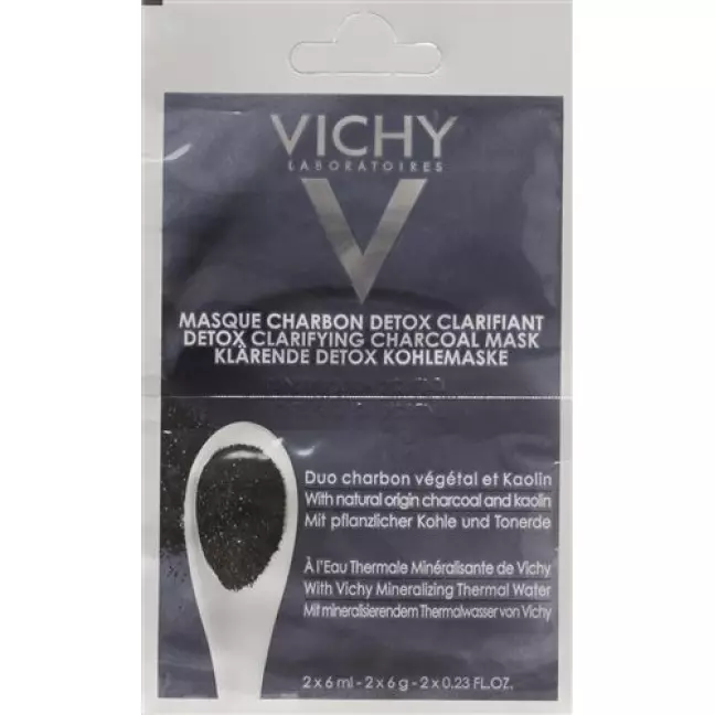 Vichy Pureté Thermale освітлююча детокс вугільна маска 2 пакетики 6 мл