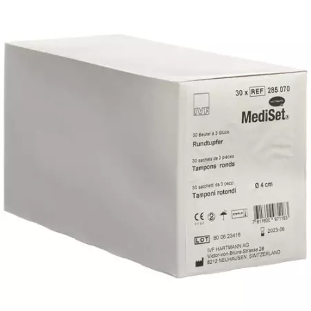 Тампони Mediset круглі 4 см стерильні 30 пакетиків 3 шт Тампони Mediset круглі 4 см стерильні 30 пакетиків 3 шт