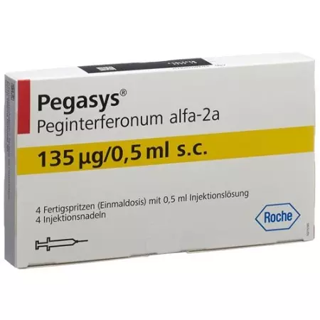 Pegasys Inj Lös 135 мкг/0,5 мл попередньо наповнений шприц 4 х 0,5 мл Pegasys Inj Lös 135 мкг/0,5 мл попередньо наповнений шприц 4 х 0,5 мл
