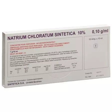 Nacl Sintetica 10% 10 Ampullen 10 ml Nacl Sintetica 10% 10 Ampullen 10 ml