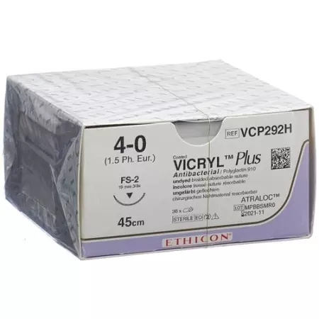 VICRYL PLUS 45см нефарбований 4-0 FS-2S 36шт