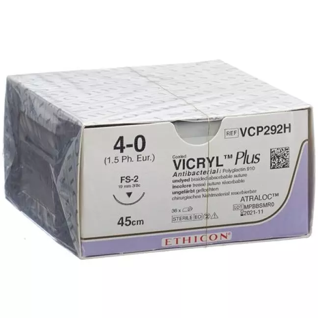 VICRYL PLUS 45см нефарбований 4-0 FS-2S 36шт