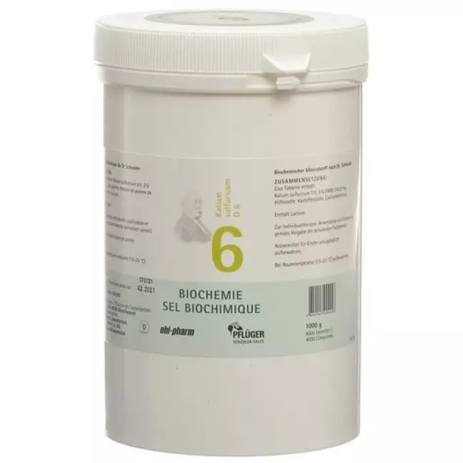 Pflueger Schussler Nr. 6 Kal Sulf в таблетках, D 6 1000г Pflueger Schussler Nr. 6 Kal Sulf в таблетках, D 6 1000г