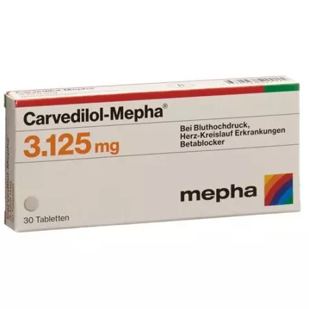 Карведилол-Мефа таблетки 3,125 мг 30 шт Карведилол-Мефа таблетки 3,125 мг 30 шт
