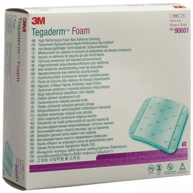 3M Tegaderm Foam Schaumkompresse 10x10см Nicht Klebend 10 штук 3M Tegaderm Foam Schaumkompresse 10x10см Nicht Klebend 10 штук