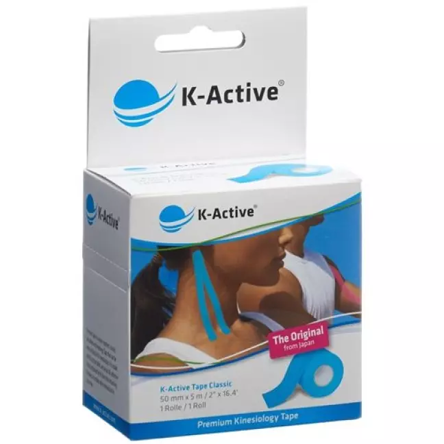 Кінезіологічна стрічка K-Active Classic 5смх5м синя водовідштовхувальна 6