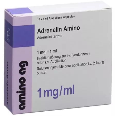 Adrenaline Amino Inj Lös 1 mg/ml 10 Amp 1 ml Adrenaline Amino Inj Lös 1 mg/ml 10 Amp 1 ml