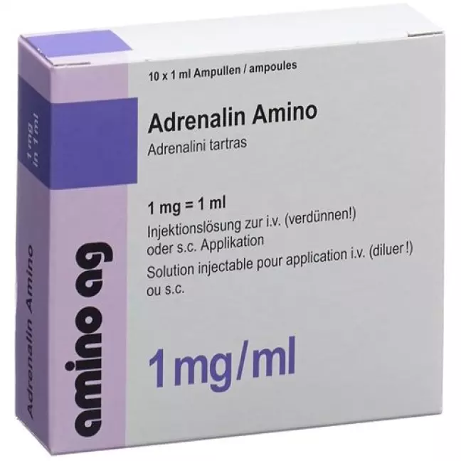 Adrenaline Amino Inj Lös 1 mg/ml 10 Amp 1 ml Adrenaline Amino Inj Lös 1 mg/ml 10 Amp 1 ml