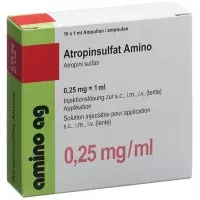 Атропіну сульфат Amino Inj Lös 0,25 мг/мл 10 Амп 1 мл