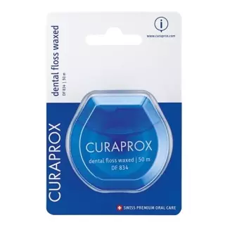 Зубна нитка Curaprox DF 834 50м м&#39;ятна вощена