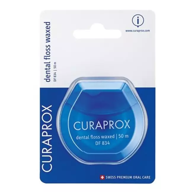 Зубна нитка Curaprox DF 834 50м м'ятна вощена Зубна нитка Curaprox DF 834 50м м'ятна вощена