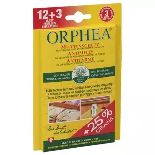 Засіб від молі Orphea листя квітковий аромат 12+3 штуки акція