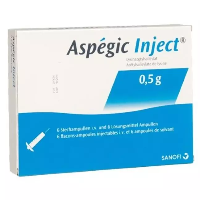 Aspégic Inject сухий суб 0,5 г з розчинниками діаметр 6 шт Aspégic Inject сухий суб 0,5 г з розчинниками діаметр 6 шт