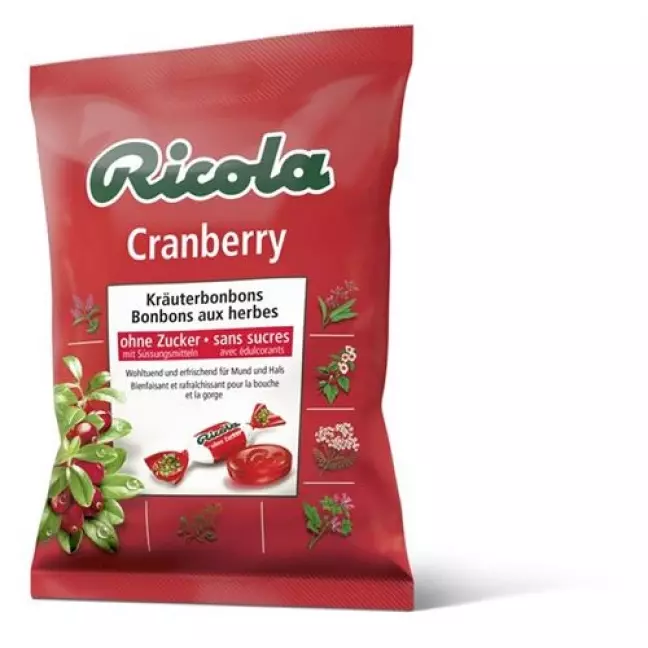Трав&#39;яні цукерки Ricola Журавлина без цукру з пакетиком стевії 125 г