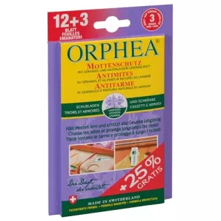 Засіб від молі Orphea листя лаванди аромат 12+3шт акція