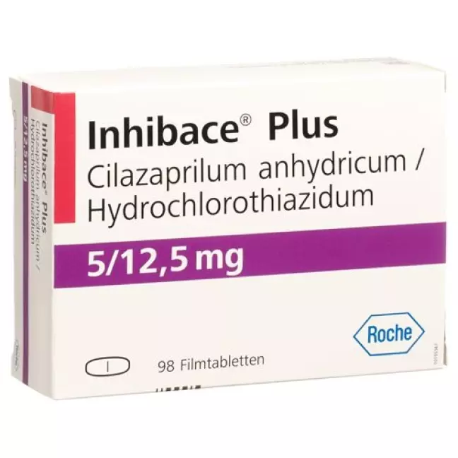 Inhibace Plus плівка таблетки 5/12,5 мг 98 шт Inhibace Plus плівка таблетки 5/12,5 мг 98 шт