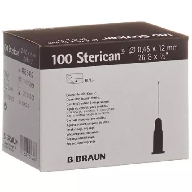 Голка STERICAN 26G 0,45x12мм коричнева Luer 100 шт