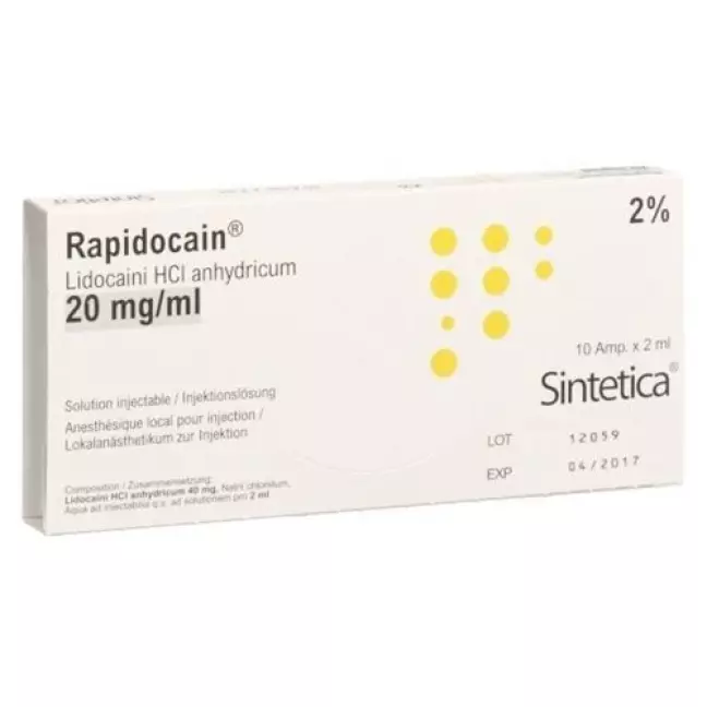 Rapidocaine 2% Inj Lös 40 мг/2 мл без консервантів 10 ампер