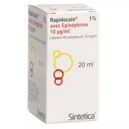 Rapidocaine 1% + Epinephrine 10 мкг/мл Inj Lös Vial 20 мл Rapidocaine 1% + Epinephrine 10 мкг/мл Inj Lös Vial 20 мл