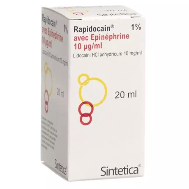 Rapidocaine 1% + Epinephrine 10 мкг/мл Inj Lös Vial 20 мл Rapidocaine 1% + Epinephrine 10 мкг/мл Inj Lös Vial 20 мл