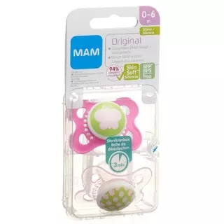 Силіконова пустушка MAM Original 0-6 місяців для дівчинки 2 шт