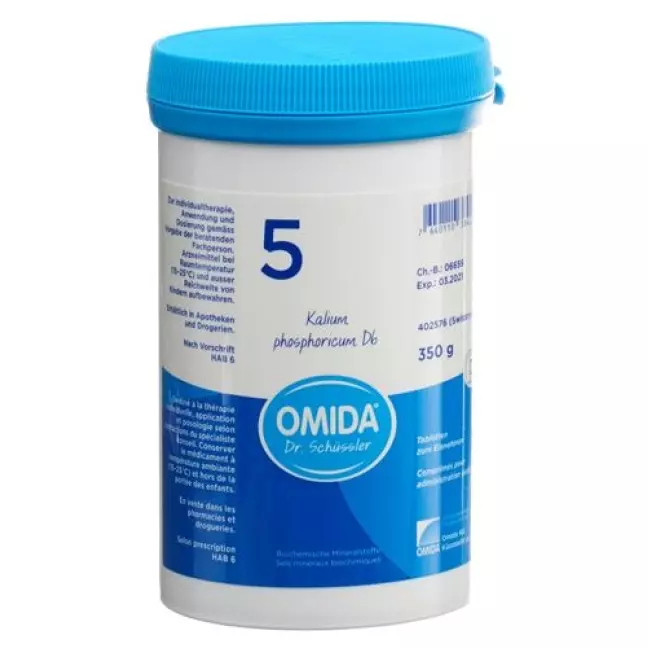 Omida Schüssler Nr5 Каліум фосфорікум таблетки D 6 Ds 350 г Omida Schüssler Nr5 Каліум фосфорікум таблетки D 6 Ds 350 г