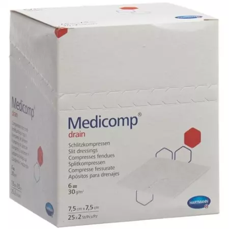 Medicomp Drain Vlieskompressen 7.5x7.5 Steril 25 пакетиков 2 шту Medicomp Drain Vlieskompressen 7.5x7.5 Steril 25 пакетиков 2 шту