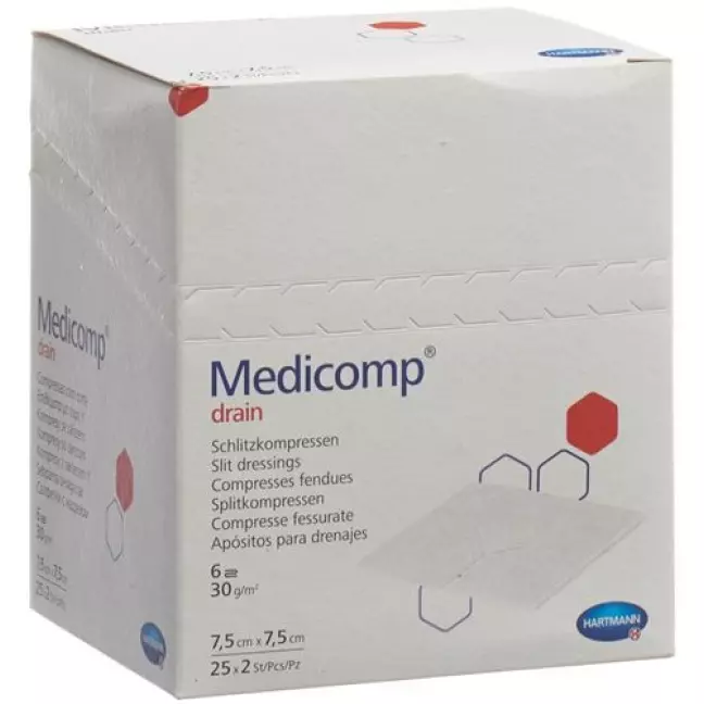 Medicomp Drain Vlieskompressen 7.5x7.5 Steril 25 пакетиков 2 шту Medicomp Drain Vlieskompressen 7.5x7.5 Steril 25 пакетиков 2 шту
