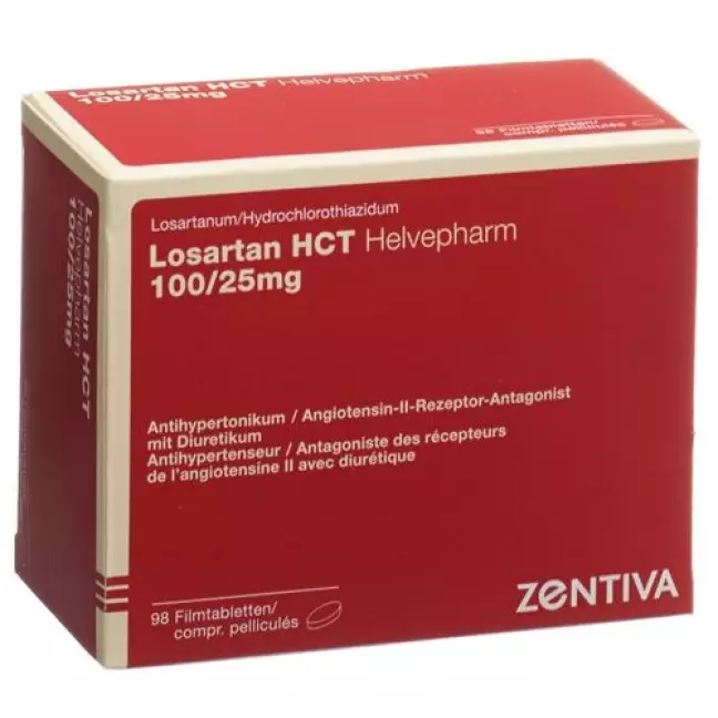 Losartan HCT Helvepharm Filmtabl 100/25мг 98 шт