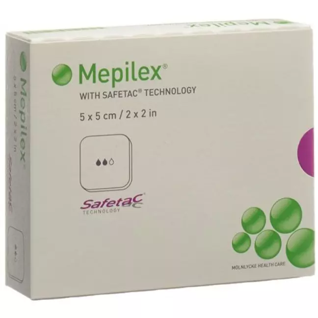 Пінна пов'язка Mepilex Safetac 5х5см силіконова 5 шт Пінна пов'язка Mepilex Safetac 5х5см силіконова 5 шт