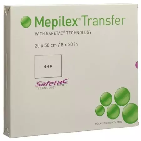 Пов'язка Mepilex Transfer Safetac силіконова 20х50см 4шт Пов'язка Mepilex Transfer Safetac силіконова 20х50см 4шт
