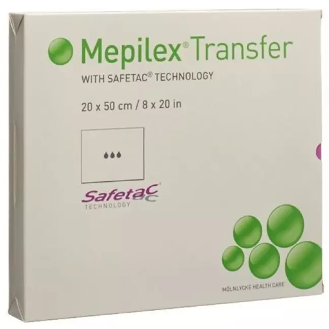 Пов'язка Mepilex Transfer Safetac силіконова 20х50см 4шт Пов'язка Mepilex Transfer Safetac силіконова 20х50см 4шт