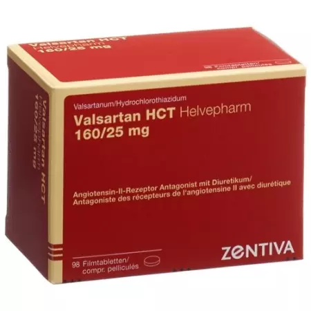 Valsartan HCT Helvepharm Filmtabl 160/25 мг 98 шт Valsartan HCT Helvepharm Filmtabl 160/25 мг 98 шт