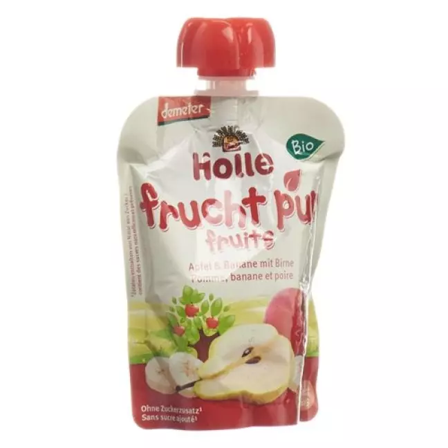 Holle Pouchy Apfel&banane mit Birne 90г Holle Pouchy Apfel&banane mit Birne 90г