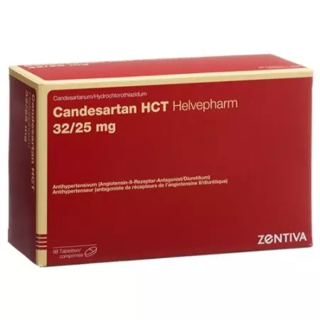 Candesartan HCT Helvepharm таблетки 32/25 мг 98 шт Candesartan HCT Helvepharm таблетки 32/25 мг 98 шт