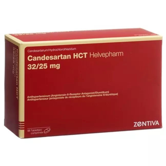 Candesartan HCT Helvepharm таблетки 32/25 мг 98 шт Candesartan HCT Helvepharm таблетки 32/25 мг 98 шт